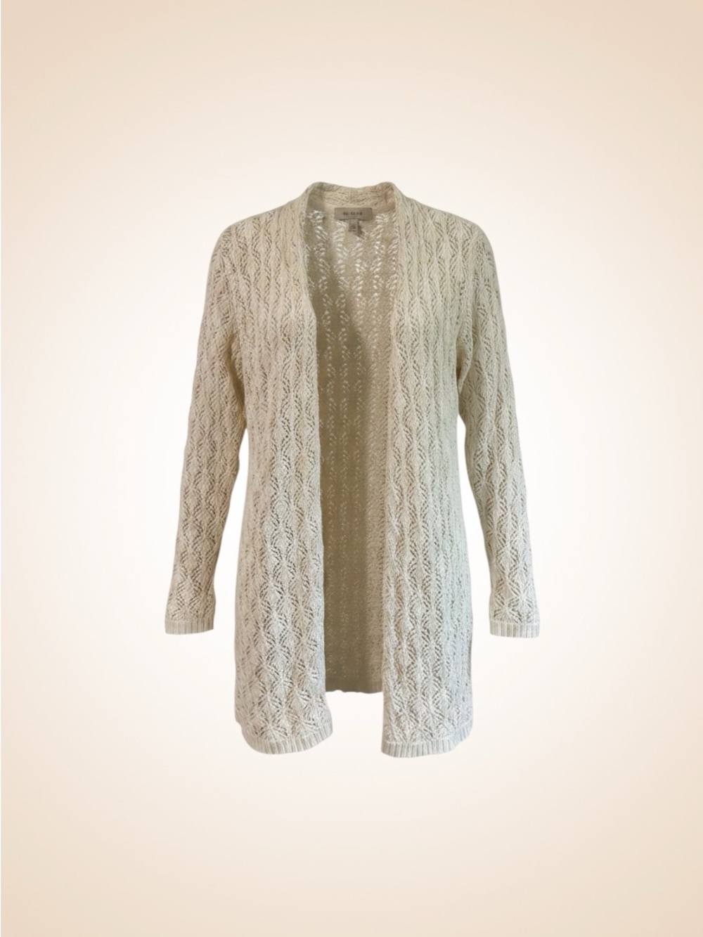 Leo & Nicole Cream Open-Knit Long Cardigan
